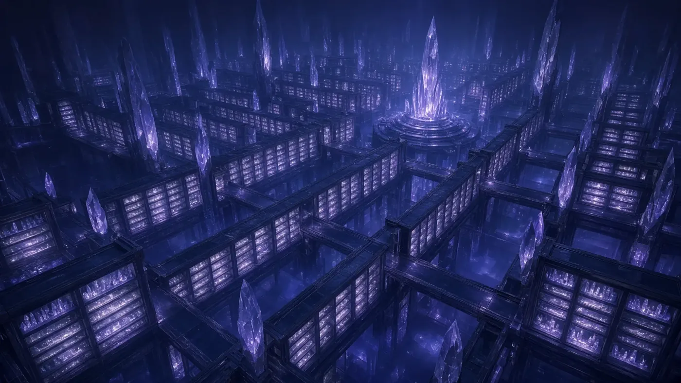 Luminous crystalline lattice representing the 21st Memory Codex